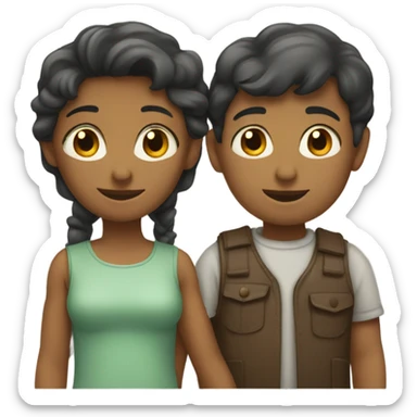 A family with two kids a boy and a girl sticker