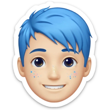 glitter blue gamer Boy happy blue hair sticker