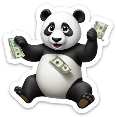panda robando dinero sticker
