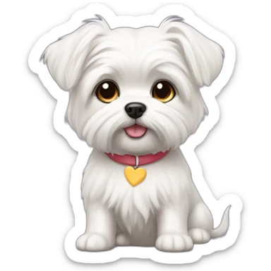 maltese dog short haired love cheese sticker