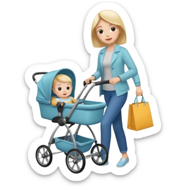 lady shopping with baby sticker