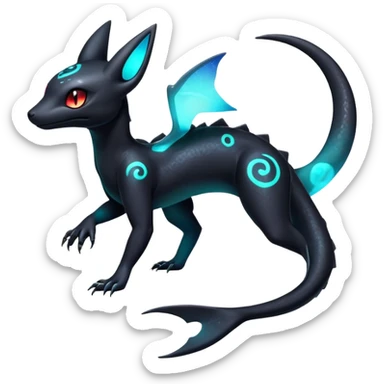 Nebulae Salandit-Umbreon-Fakémon-hybrid-creature (full body)  sticker