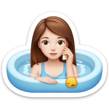 girl with brown hair (not dark, with highlights) with pretty pale skin having relacyjny time sticker