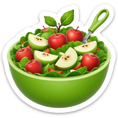 A bowl of salad emoji in the style of Apple emoji with a handle. sticker