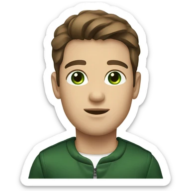 Young man with brown hair dark green eyes driving a boat sticker