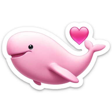 Light pink whale with pink heart on him sticker