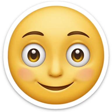 Emoji, yellow round smiling face, curved eyes narrow and snide sticker