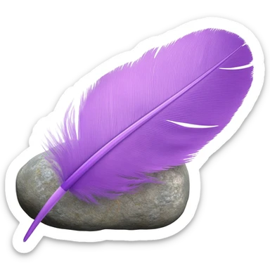 purple feather on a stone sticker