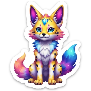 Cute Kawaii Epic Colorful Nebula Sergal-Serval-Vernid full body sticker