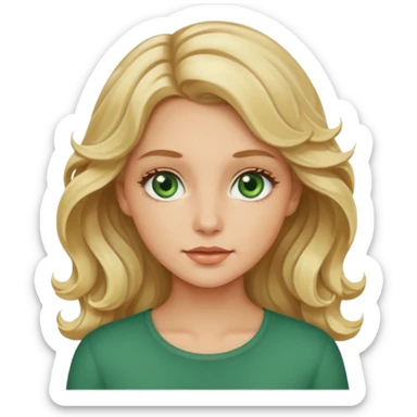 Pretty girl with wavy blonde hair, beige skin, and green eyes. sticker