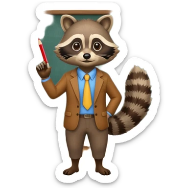 Racoon teacher full body near school board sticker