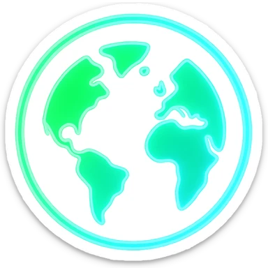 animated loading icon with glowing effect, designed as green and blue Earth inside a circle, glow intensifies as it loads sticker
