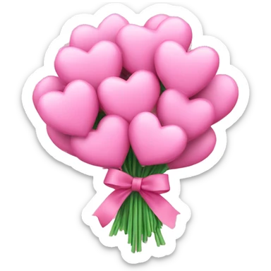 Bouquet of pink hearts with a bow sticker