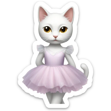white cat with ballerina dress sticker