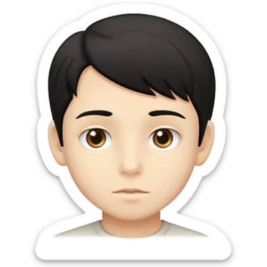 Beige tan young boy with black hair and light brown eyes sticker