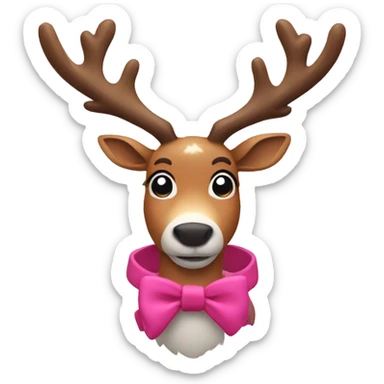 reindeer with a pink coat and a bow on its ear sticker