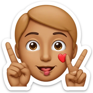 Emoji making a peace sign with hand then looking away doing a kiss face  sticker