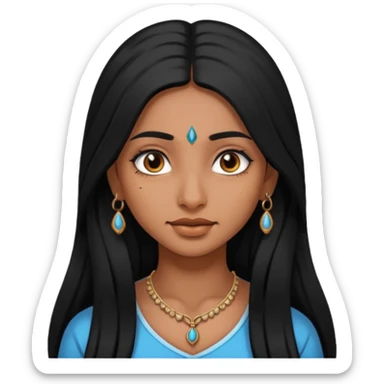 Attractive Indian girl with black long hair and a nose piercing  sticker