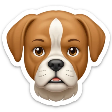 White  boxer with a long mullet haircut sticker