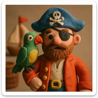 pirate with eye patch and parrot sticker