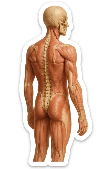 corpo umano anatomico di profilo realistico con schiena piatta, iperrealistico 4k sticker