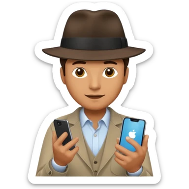 Guy on a fedora and Smartphone  sticker