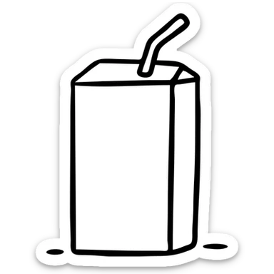 Yellow juice box with straw, children's juice drink sticker