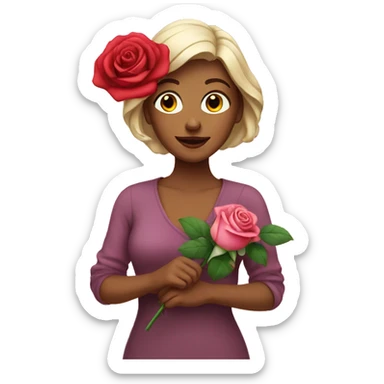 lady with a rose sticker
