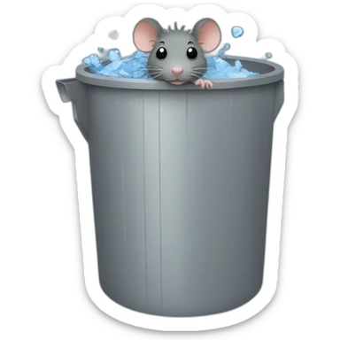 A rat in a trashbin full of water sticker