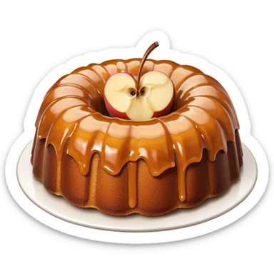 Caramel Bundt cake with apple slices on top  sticker