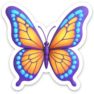 Add more decorations: more magical dust, glowing particles, and light effects around the butterfly. Maintain the 3D cartoon, elegant, fantasy style with a transparent background. sticker