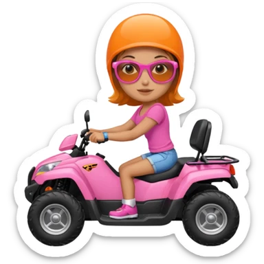 Atv ride girl in orange atv pink top  sticker