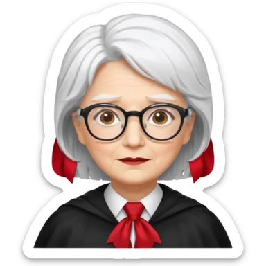 An older woman with glasses and white hair, in a red tie and black cape (might resemble Professor McGonagall). sticker