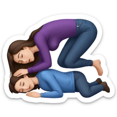 Nude small brunette girl face down ass up with a man on top  sticker