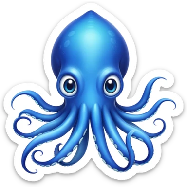 Vibrant blue squid with big eyes and tentacles sticker