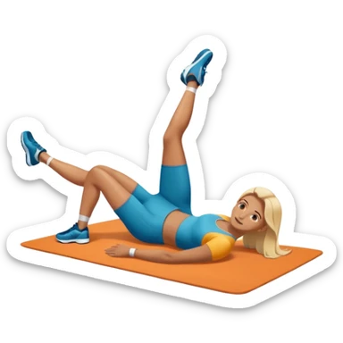 exercise mat with a figure lying and lifting legs sticker