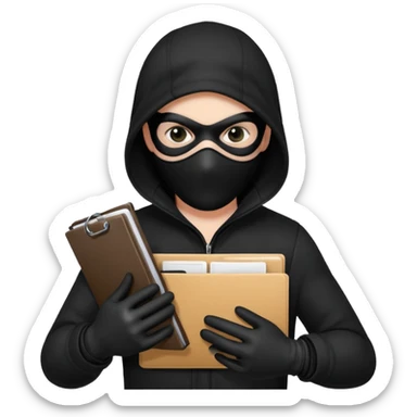 theif stealing documents sticker
