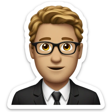 white man with brown hair and glasses in tuxed sticker