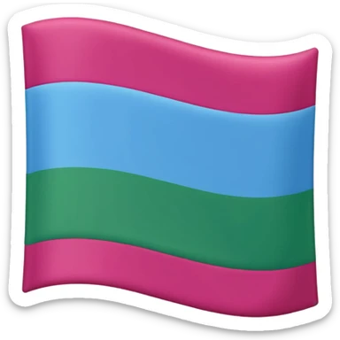 flag with three horizontal stripes: blue on top, raspberry (deep pinkish-red) in the middle, green on bottom, simple and bold sticker