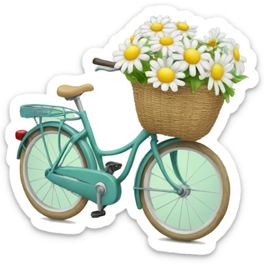 Beach bicycle with front basket with daisies  sticker
