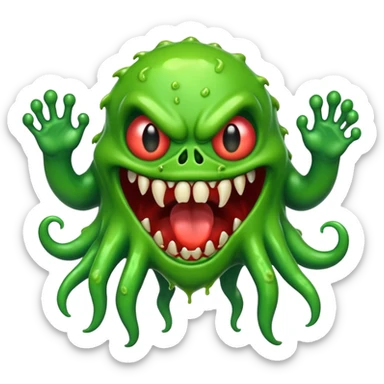 Slime monster. scary sinister. slime attacks. show full body sticker