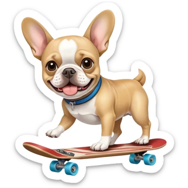 French bull dog riding a skateboard sticker