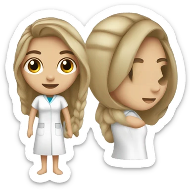 Mujer con unifome medico negro y que sea rubia la bata negra sticker