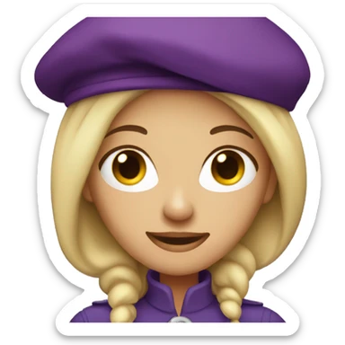blonde woman in purple beret sticker
