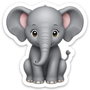 cinematic-noble-baby-elephant-portrait-emoji,-poised-and-regal,-with-a-tiny,-endearing-build-and-a-soft,-smooth-gray-hide,-delicate-floppy-ears-and-a-small,-curious-trunk,-deep-set-soulful-eyes,-simplified-yet-sharp-and-sophisticated sticker