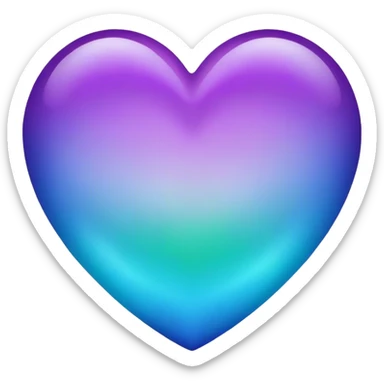 Gradient purple indigo blue cyan green heart sticker