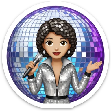 I want these emojis 💎🎤🪩❄️ in one frame with the number 17 sticker