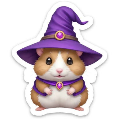 cute hamster wearing a small purple witch hat sticker