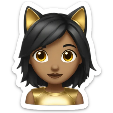 catgirl with black hair and gold highlights sticker