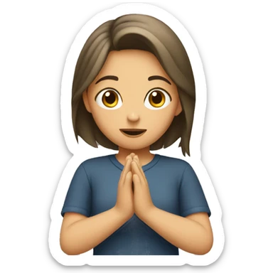 Girl showing hands asking hug sticker